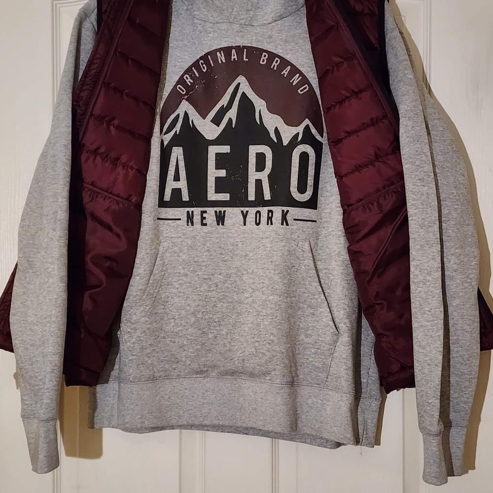 Aeropostale Maroon and Gray Lightweight Jacket